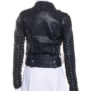 Barbara Bui Dark Blue Lamb Leather Jacket - Size 6